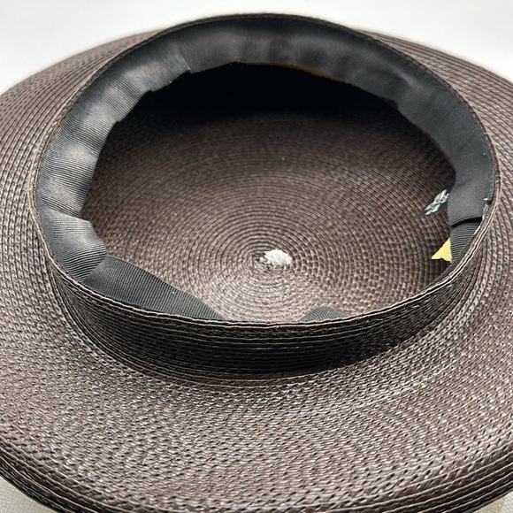 Stunning brown straw hat with cream bow and feather stems - Picture 5 of 6